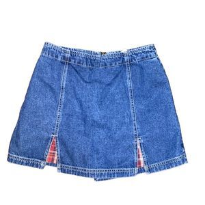Vintage Y2K Size 4 Dress Barn Cotton denim Plaid Illusion Skirt Pleated Skort